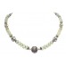Necklace 925 Sterling Silver beads green chalcedony stone P 346